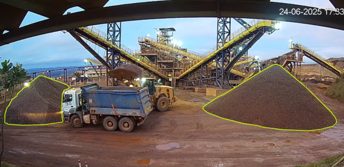 Telemetria de correia transportadora e cubagem de pátio mineral